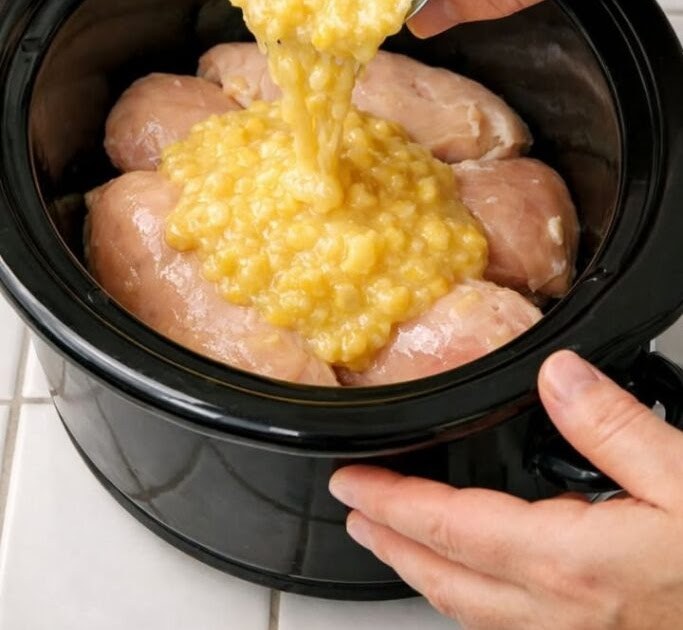 Slow Cooker 4-Ingredient Amish Chicken Corn Noodle Supper: Simple Country Comfort